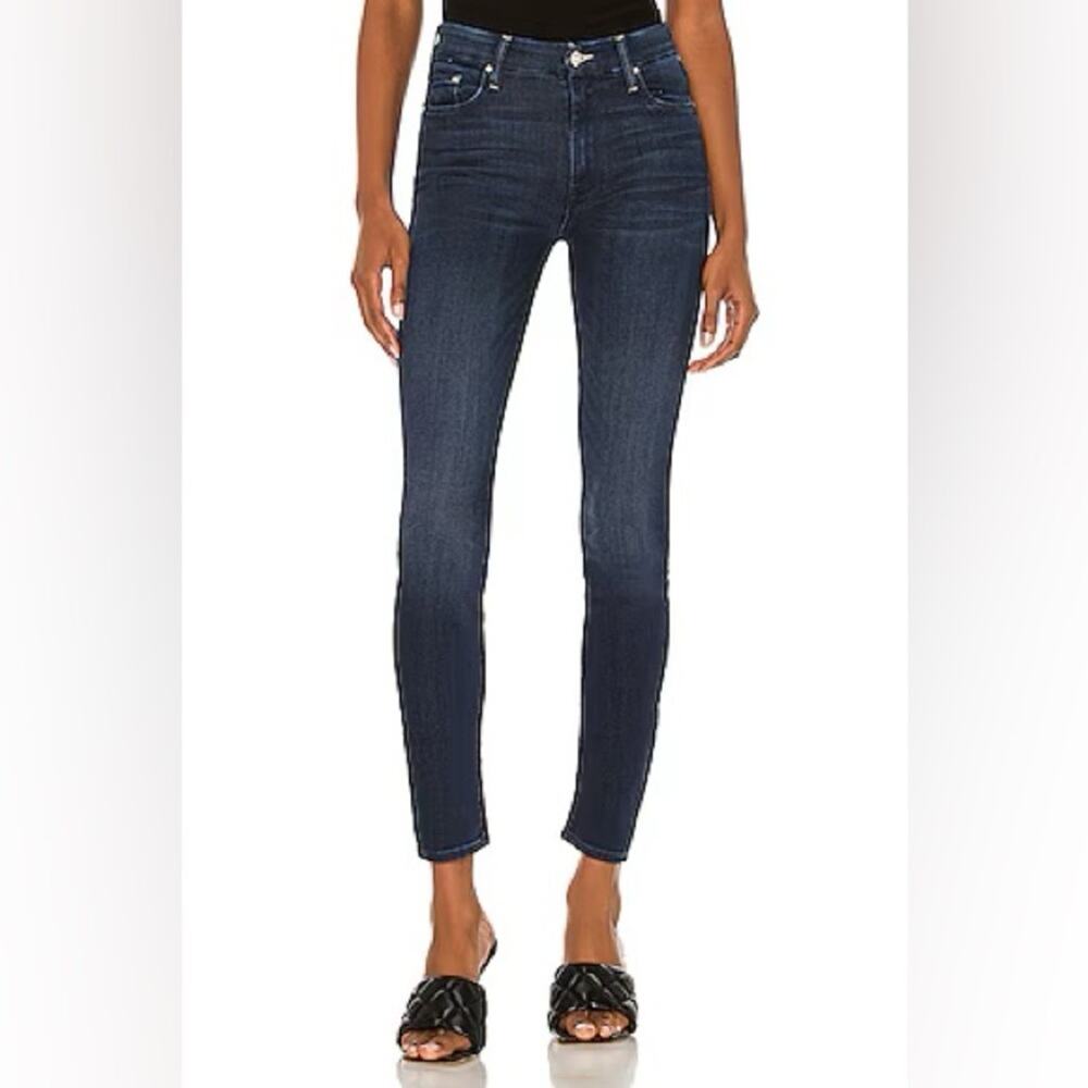 MOTHER High Waisted Looker in Tongue And Chic Womens 32 Blue Stretch Jeans